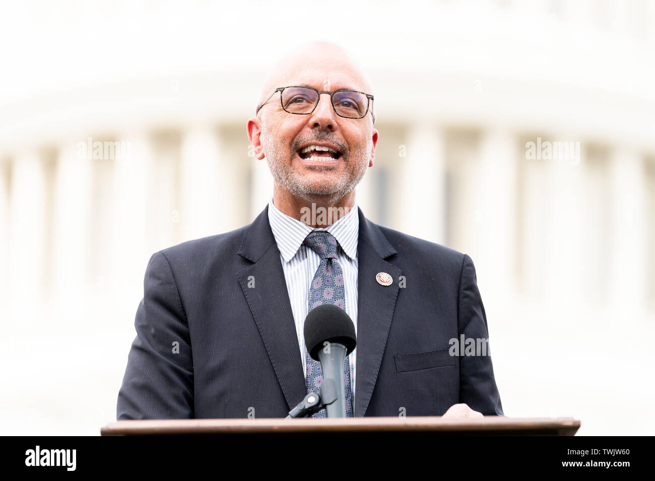 Washington, United States. 20th June, 2019. U.S. Representative Ted Deutch (D-FL) speaks during the event in front of the Capitol to urge the passage of the H.R. 8 universal (gun ownership) background checks legislation. Event was held at the grass on the eastern side of the U.S. Capitol in Washington, DC. Credit: SOPA Images Limited/Alamy Live News Stock Photo