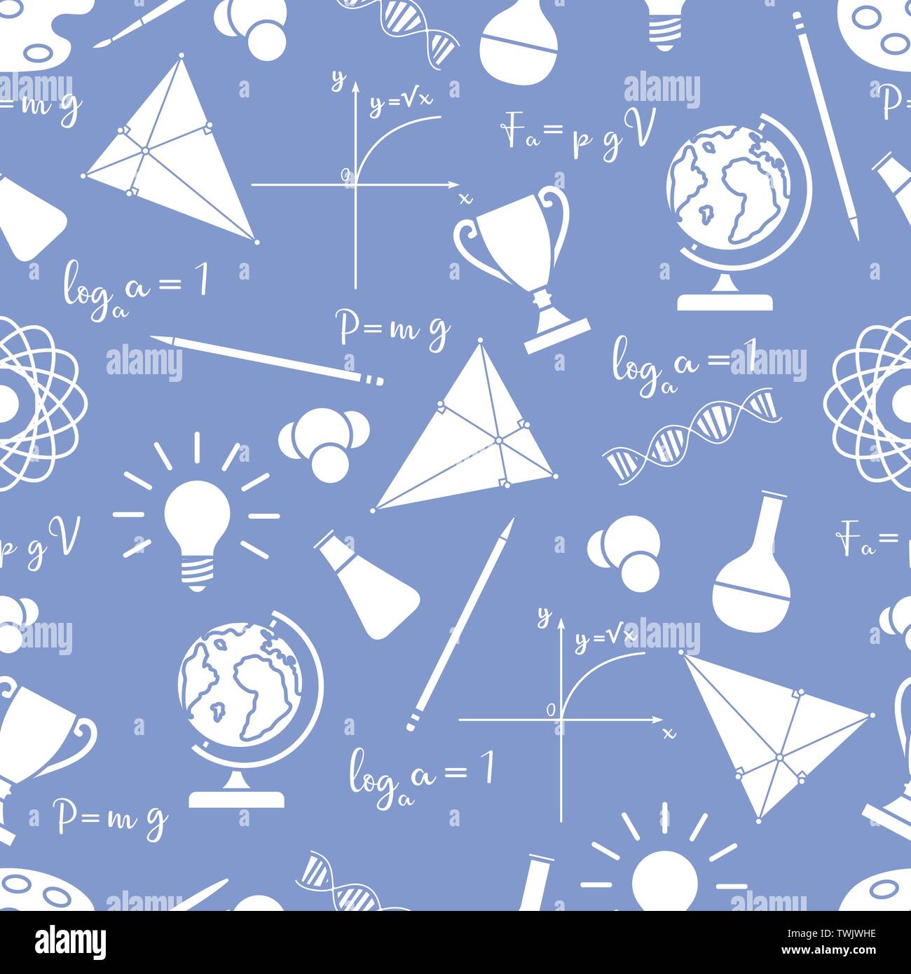 Vector seamless pattern with scientific, education elements: globe ...