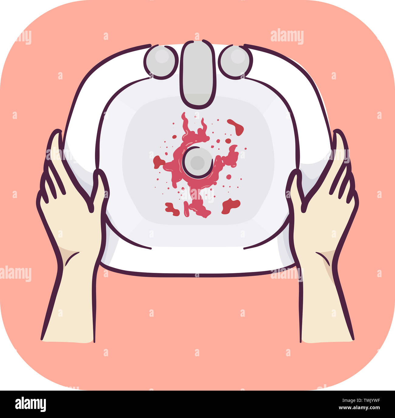 Illustration of a Man Holding a Sink for Stability After Vomiting Blood