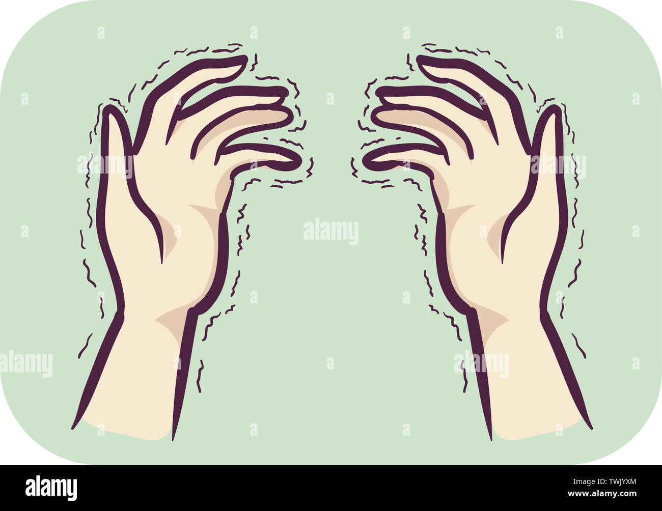 Illustration of Shaking Hands Showing Symptom of Essential Tremor Stock