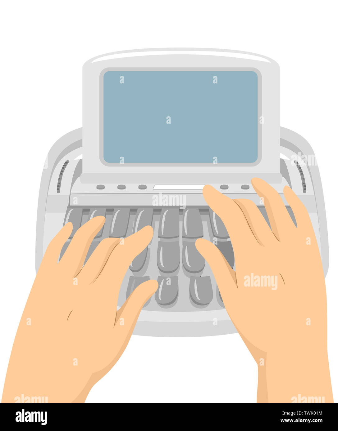 Illustration of Hands Typing On a Stenotype Machine in the Courtroom