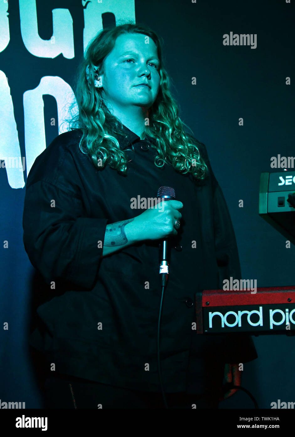 London, UK. 20th June, 2019. Kate Tempest, Mercury Prize-nominated British performance poet and musician performs live in store before signing copies of her new album The Book of Traps and Lessons, at Rough Trade East  London, UK - 20 June 2019 Credit: Nils Jorgensen/Alamy Live News Stock Photo