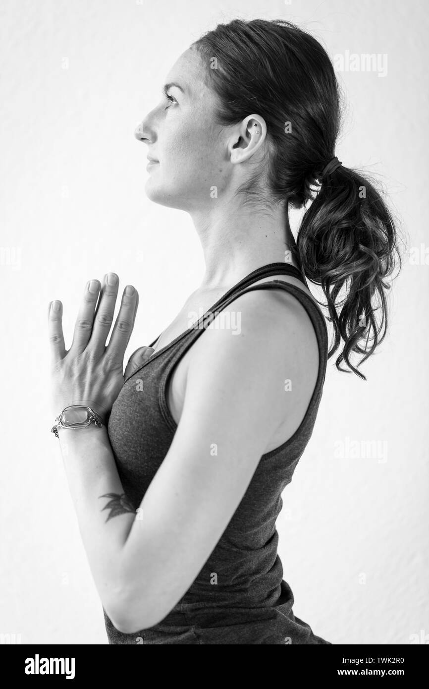 Standing side stretch Black and White Stock Photos & Images Alamy