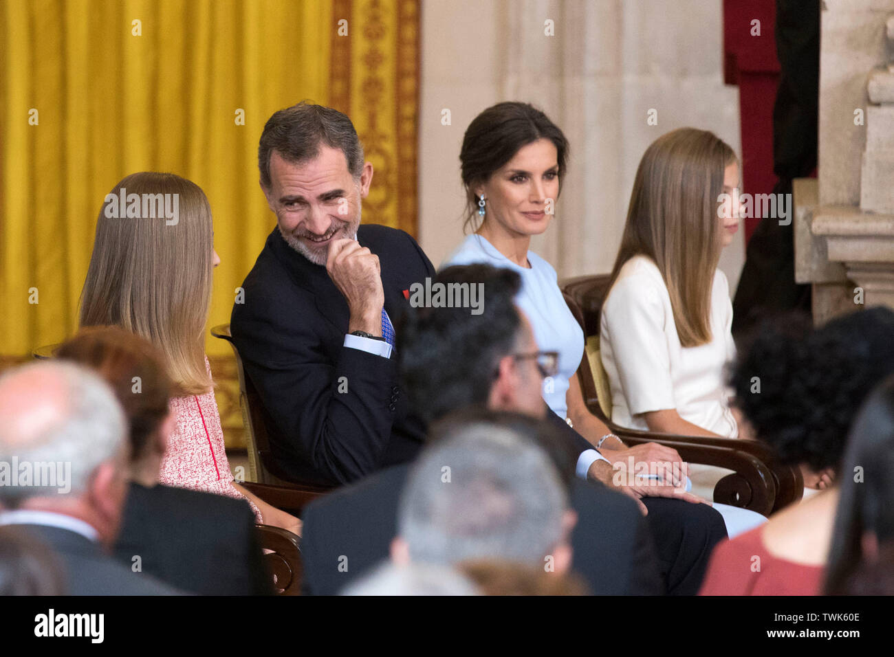 Madrid, Spanien. 19th June, 2019. Princess Leonor, King Felipe, King Letizia and Princess Sofia at the award ceremony of the Order of Mérito Civil in Palacio Real. Madrid, 19.06.2019 | usage worldwide Credit: dpa/Alamy Live News Stock Photo