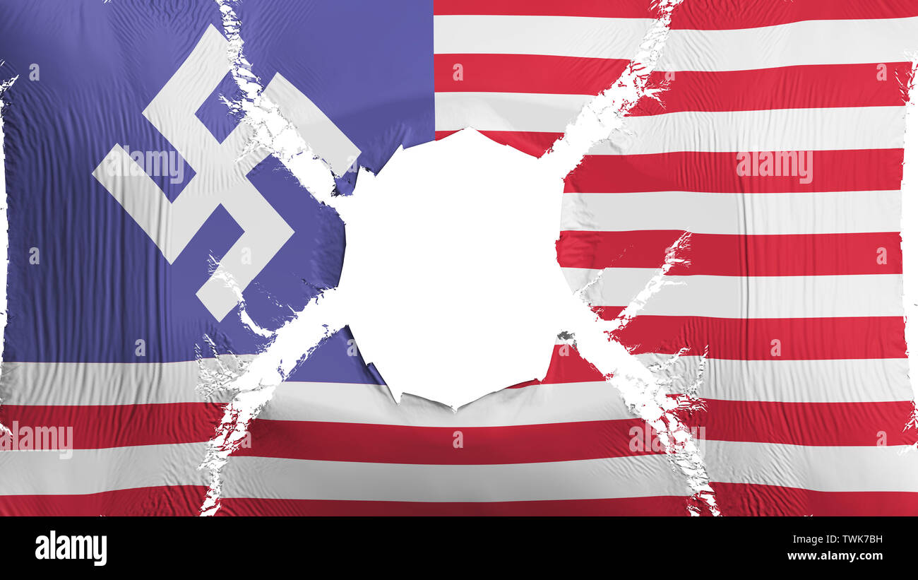 USA swastika flag with a hole Stock Photo