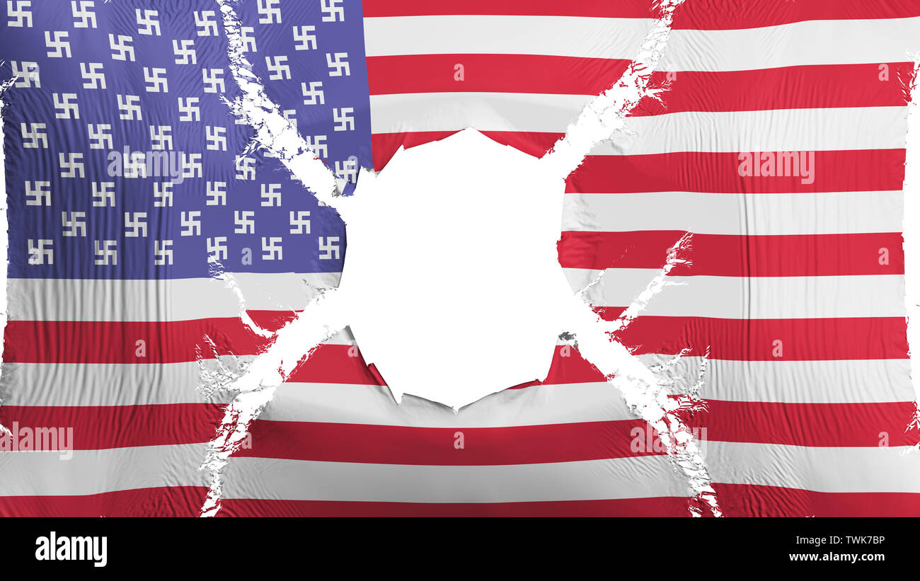 United States America Nazi flag with a hole Stock Photo