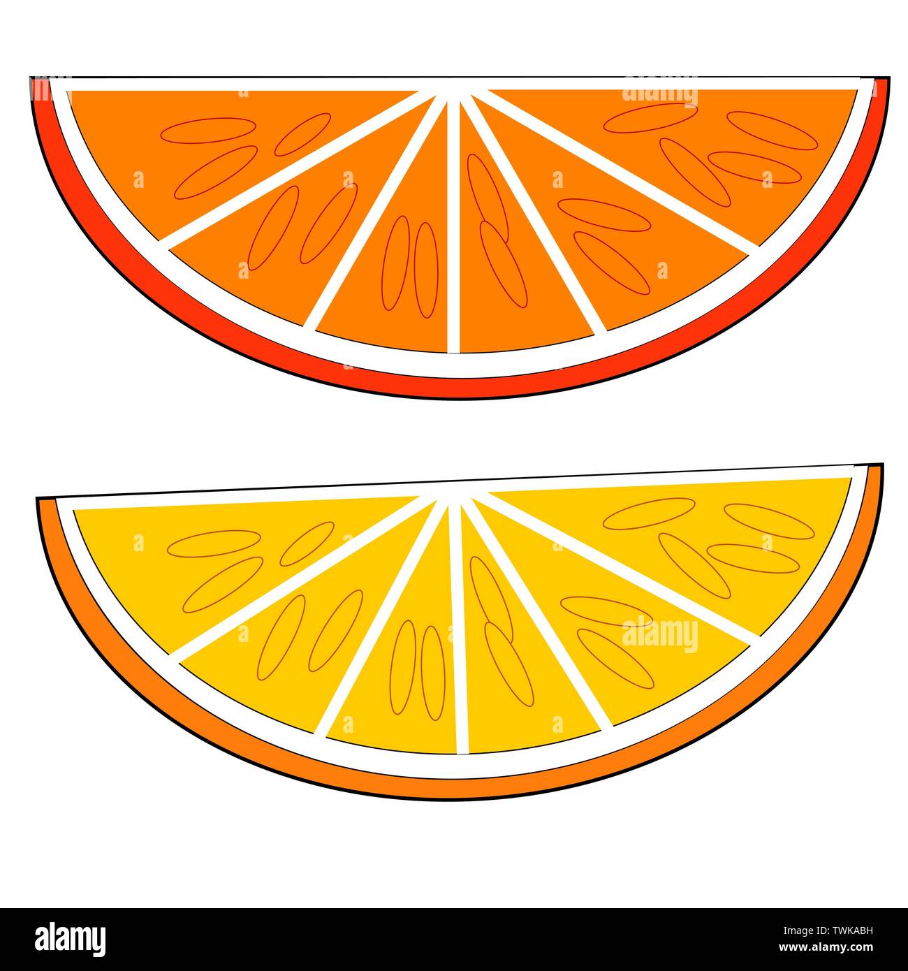 set of colorful half, slice and segment of juicy orange and lemon. Fresh  cartoon citrus fruits on white background Stock Vector Image & Art - Alamy