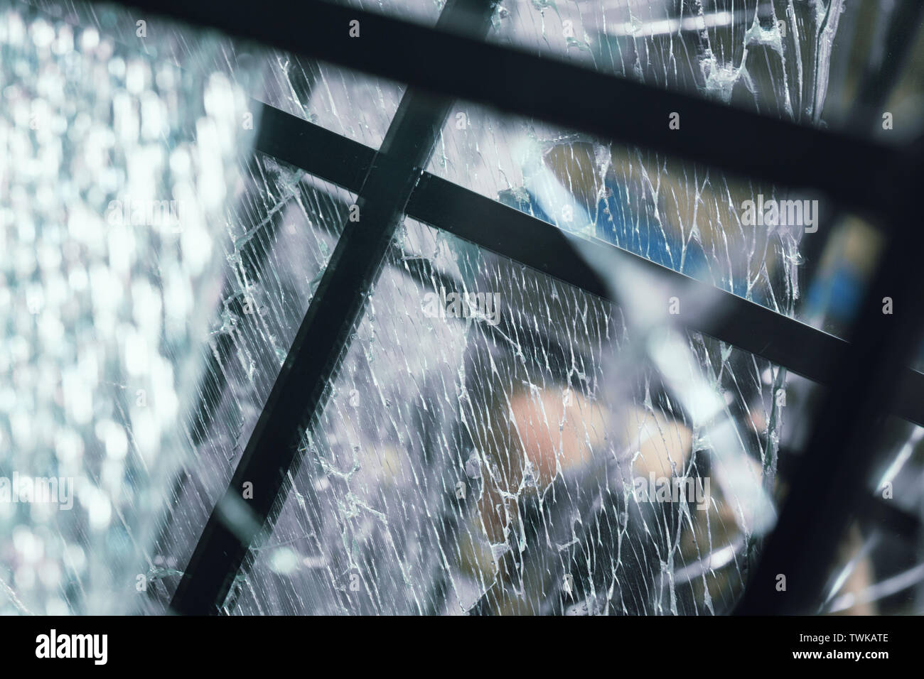 Cracked mirror. Glass for interiors Stock Photo