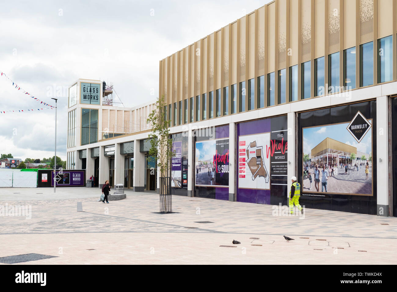 The Glass Works - town centre regeneration and retail development including Barnsley Markets - during construction 2019, Barnsley, South Yorkshire, UK Stock Photo