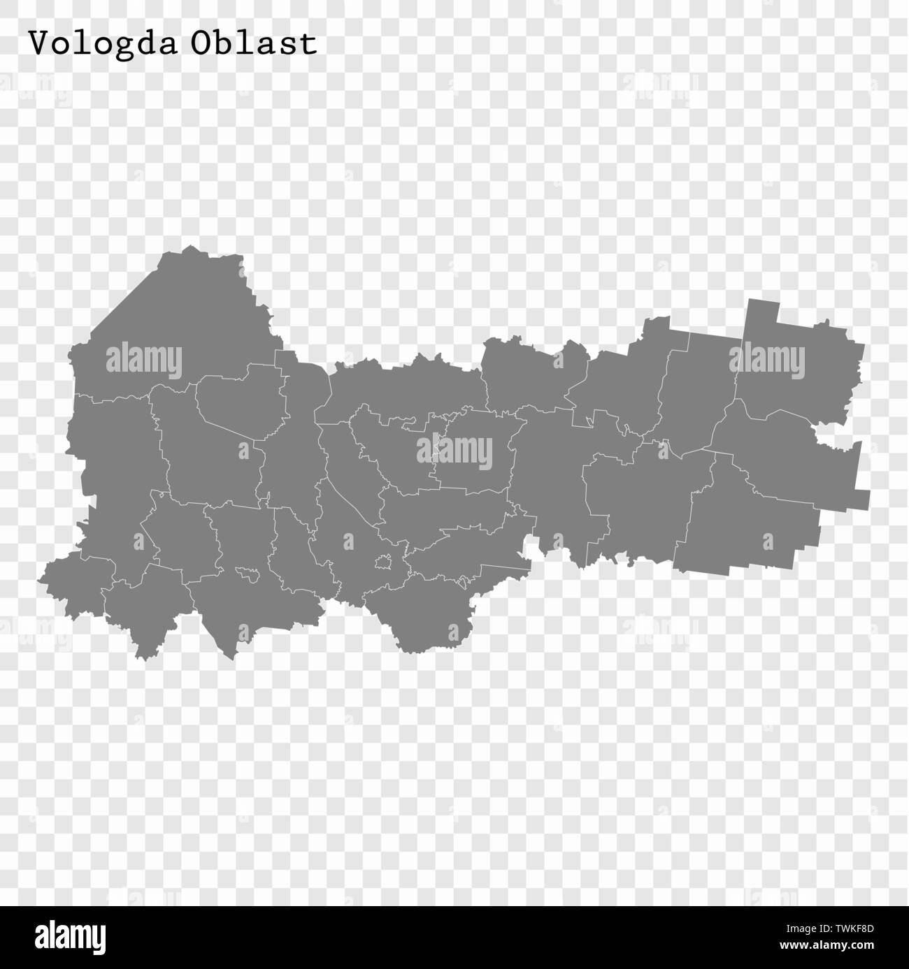 High Quality map of Vologda Oblast is a region of Russia with borders ...