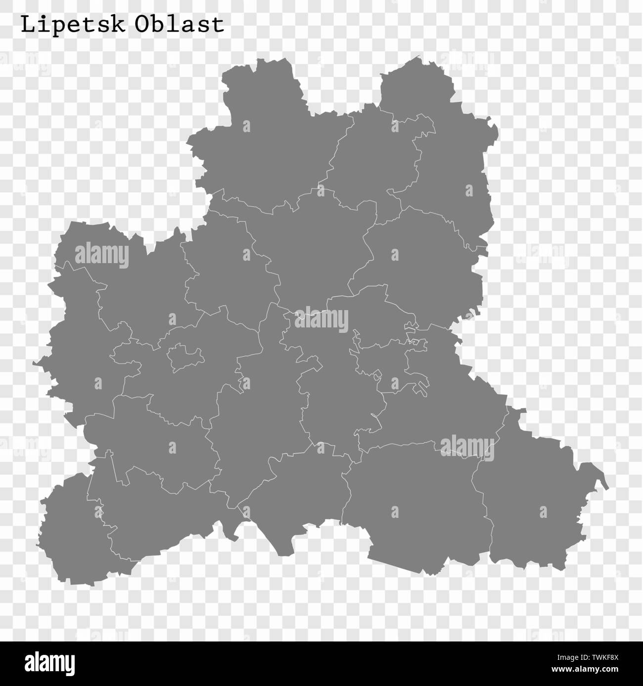 High Quality map of Lipetsk Oblast - High Quality Map Of Lipetsk Oblast Is A Region Of Russia With Borders Of The Districts TWKF8X