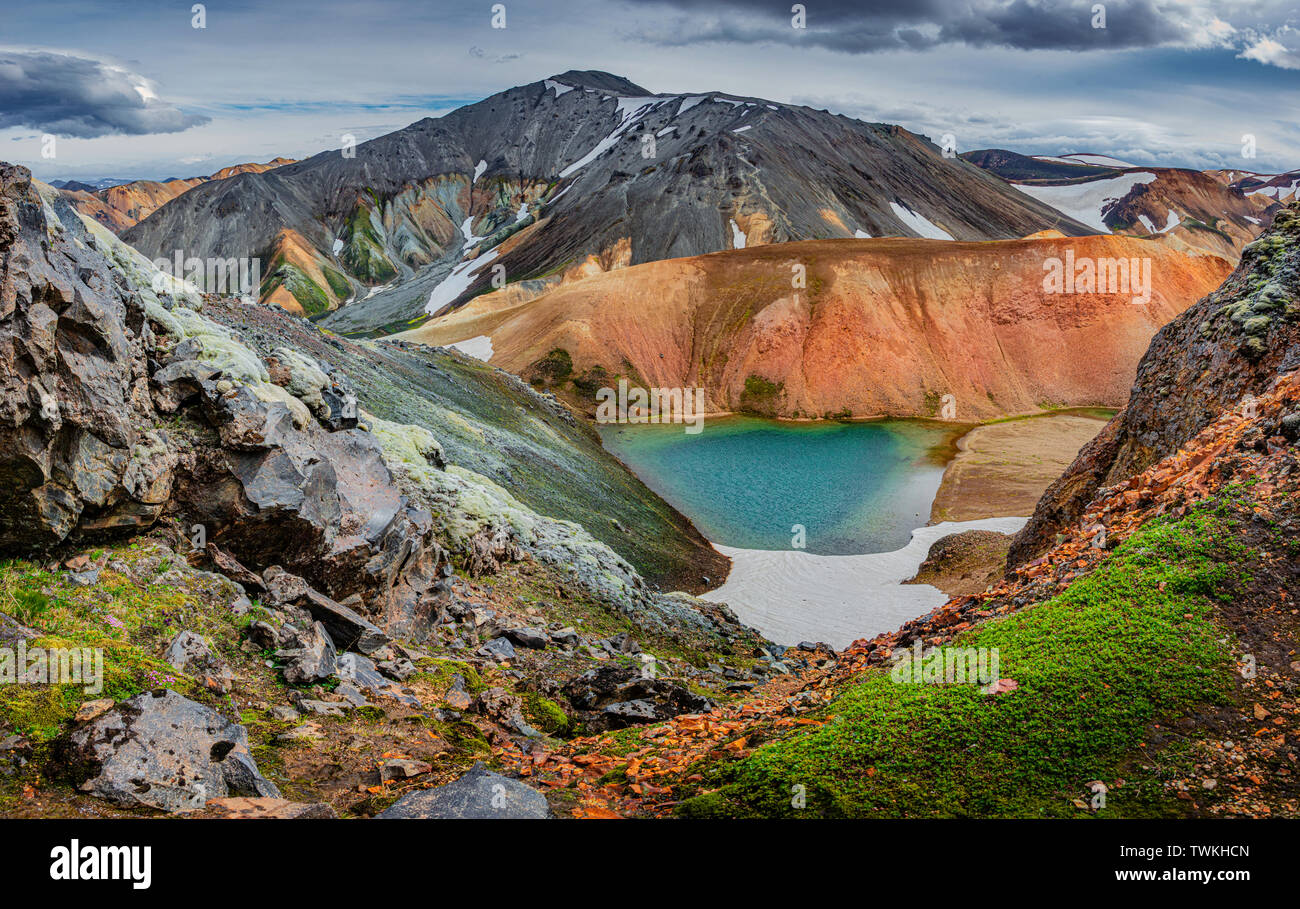 Panoramic View Of Colorful Rhyolite Volcanic Mountains Landmannalaugar panoramic-view-of-colorful-rhyolite-volcanic-mountains-landmannalaugar