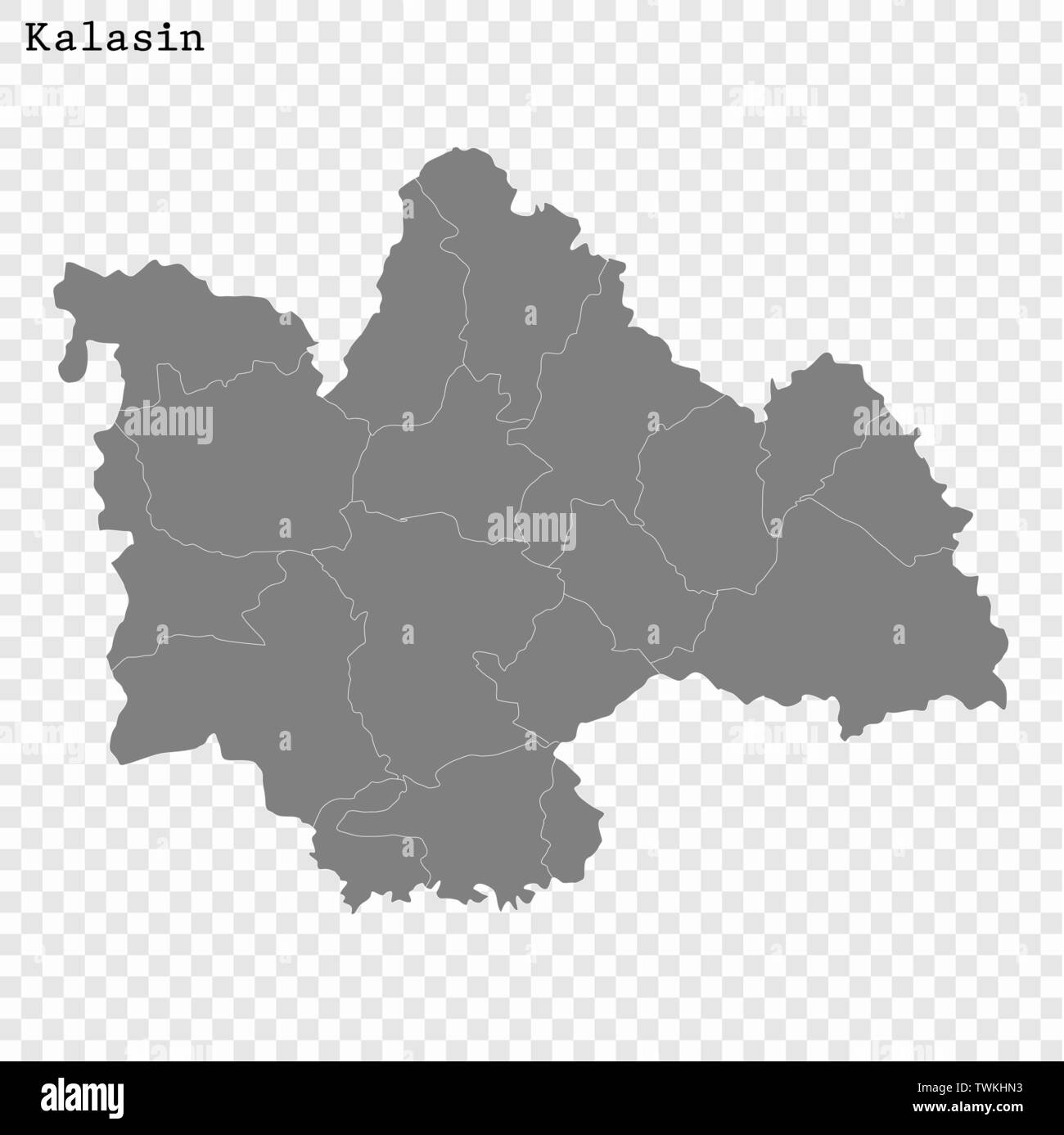 High Quality map of Kalasin is a province of Thailand, with borders of ...