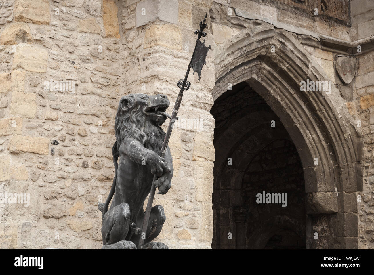 Lion statue, Bargate. It is a medieval gatehouse in the city of