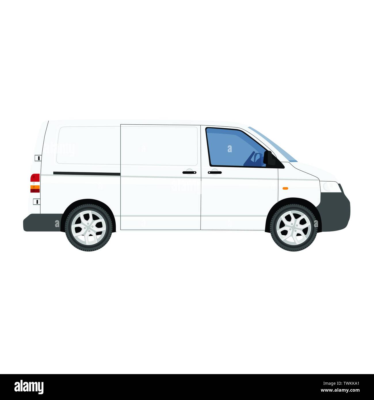 Hidetailed Cargo Delivery Van vector template. Mockup Template for