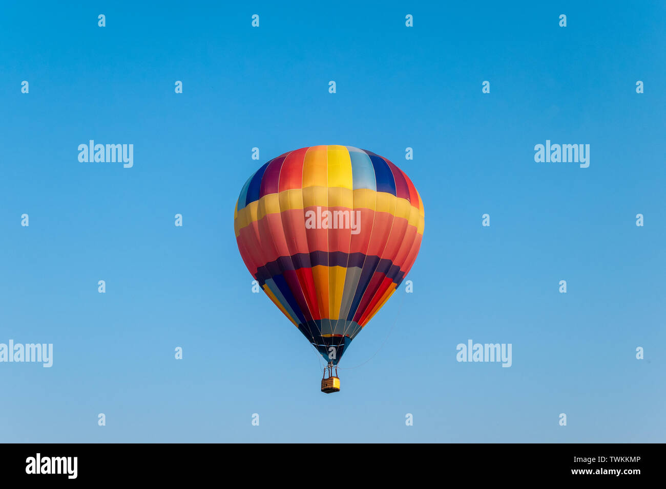 Colorful hot air balloons flying in blue sky on annual festive Stock ...