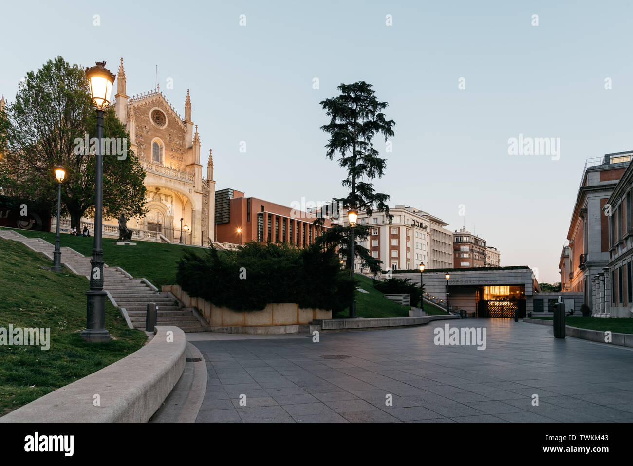Madrid, Spain April 14, 2019 View of Prado Museum in Madrid at
