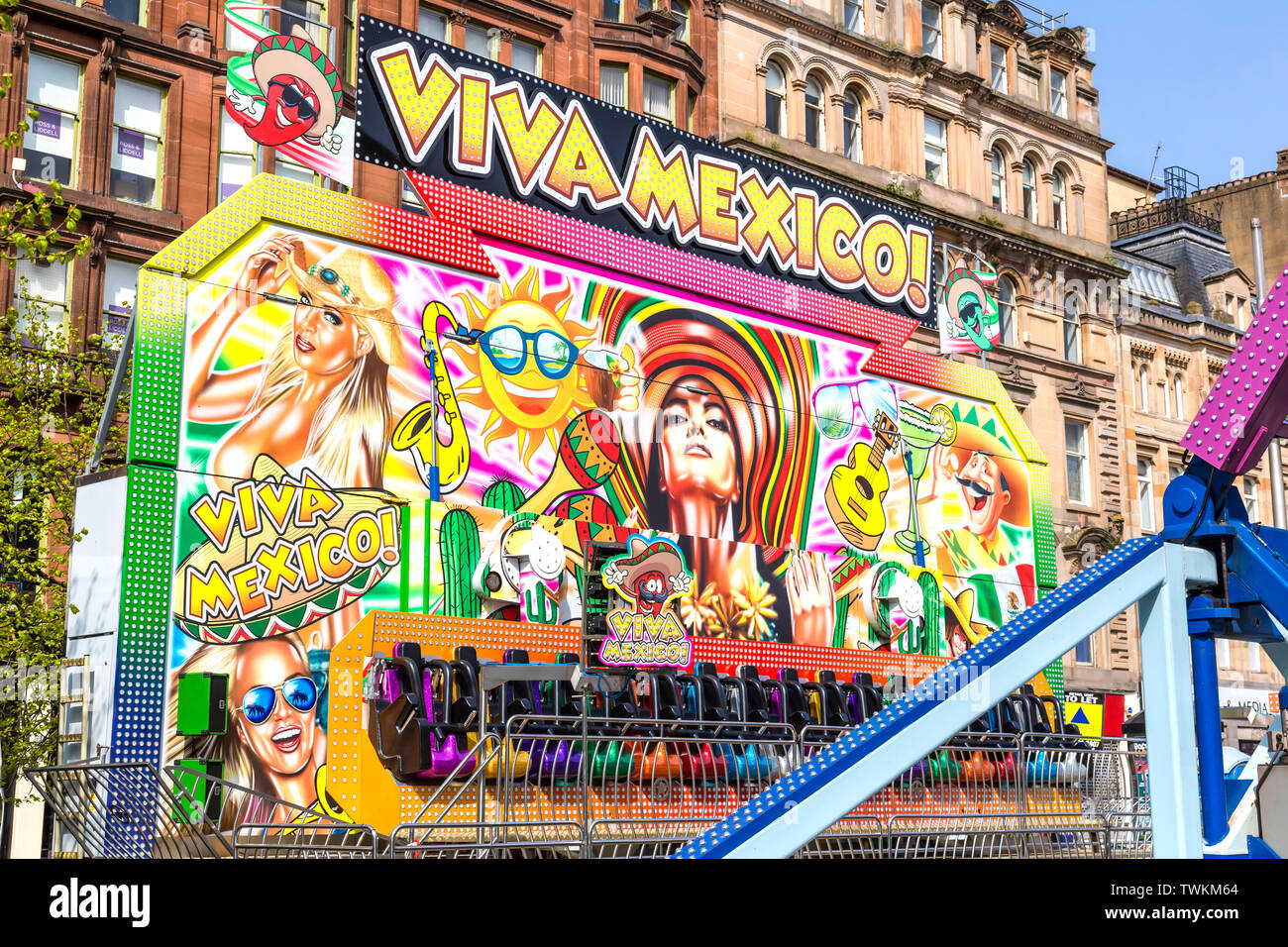 Fairground ride in Glasgow on St. Enoch Square in the city centre, Scotland, UK Stock Photo