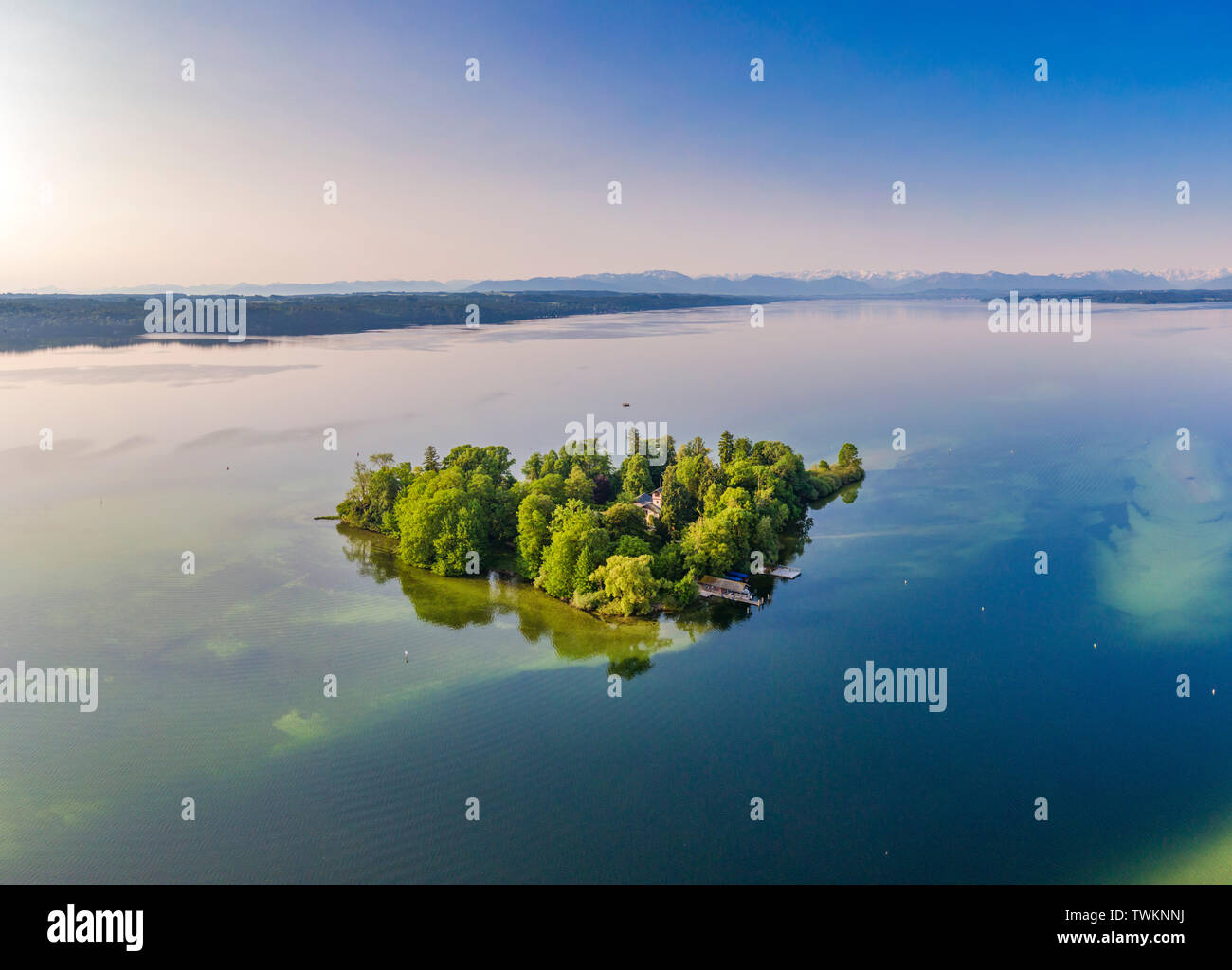 The rose island in the Lake Starnberg, Upper Bavaria, Bavaria, Germany, Europe Stock Photo