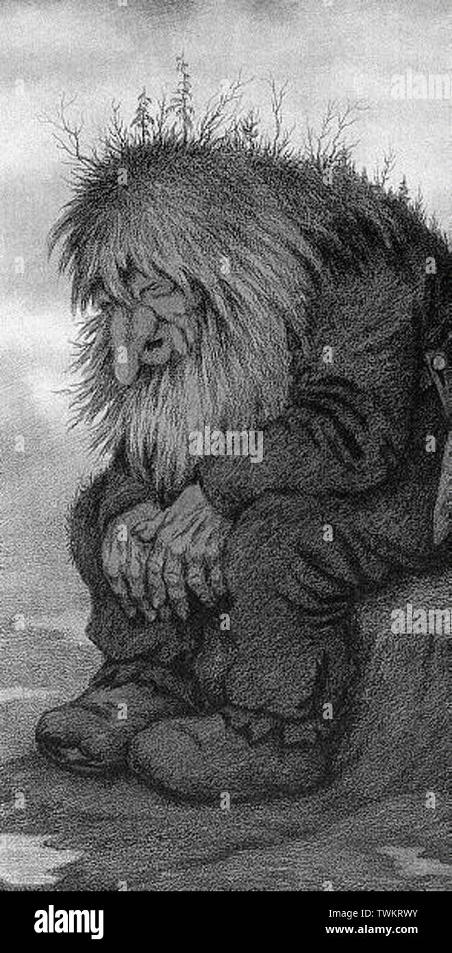 Theodor Kittelsen - Troll Wonders How Old He Is Trollet Som Grunner Hvor  Gammelt Det Er 1911 Stock Photo - Alamy