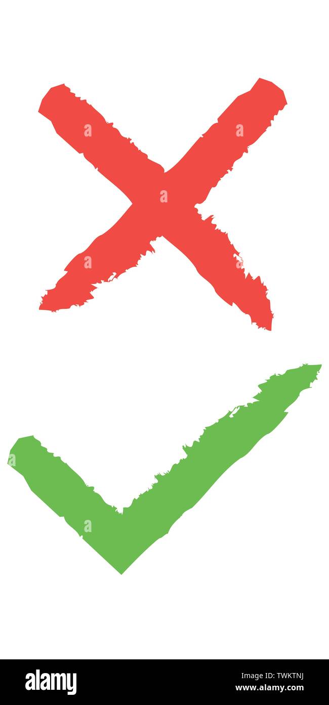 Vector flat check mark icons for web and mobile apps. Red and green ...
