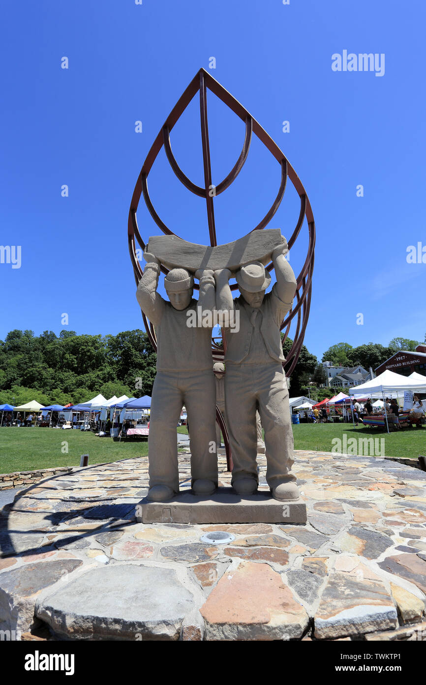 Ship builders monument Village of Port Jefferson Long Island New York