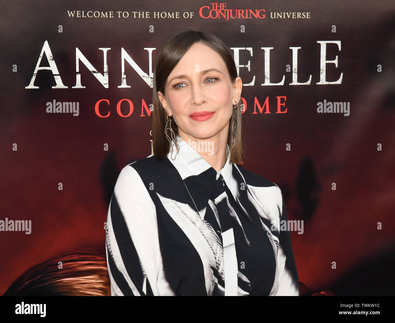 June 20, 2019 - Westwood, California, USA - 17, June 2019 - Westwood, California. Vera Farmiga attends the World Premiere of 'Annabelle Comes Home' at the Regency Village Theatre. (Credit Image: © Billy Bennight/ZUMA Wire) Stock Photo