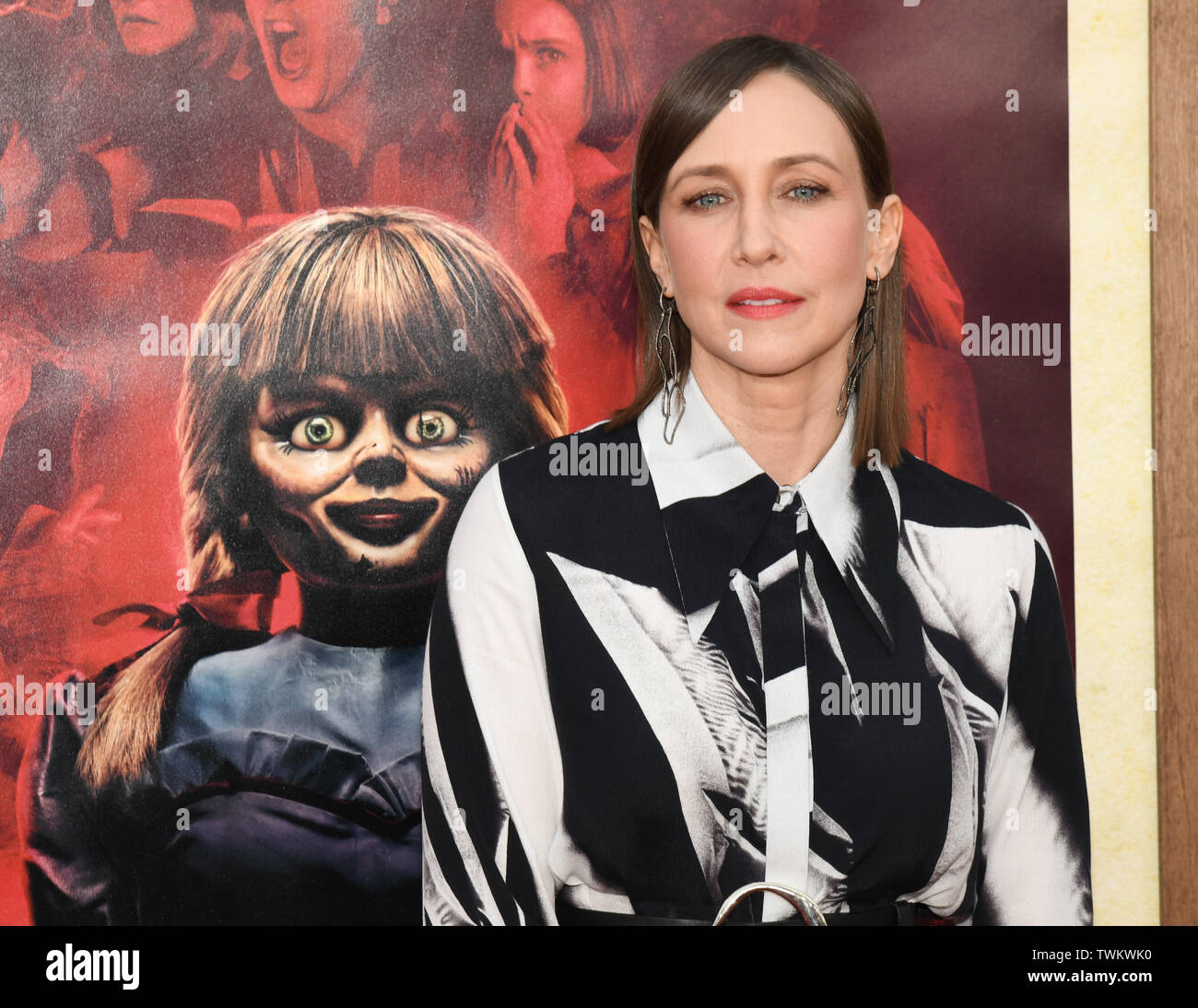 June 20, 2019 - Westwood, California, USA - 17, June 2019 - Westwood, California. Vera Farmiga attends the World Premiere of 'Annabelle Comes Home' at the Regency Village Theatre. (Credit Image: © Billy Bennight/ZUMA Wire) Stock Photo