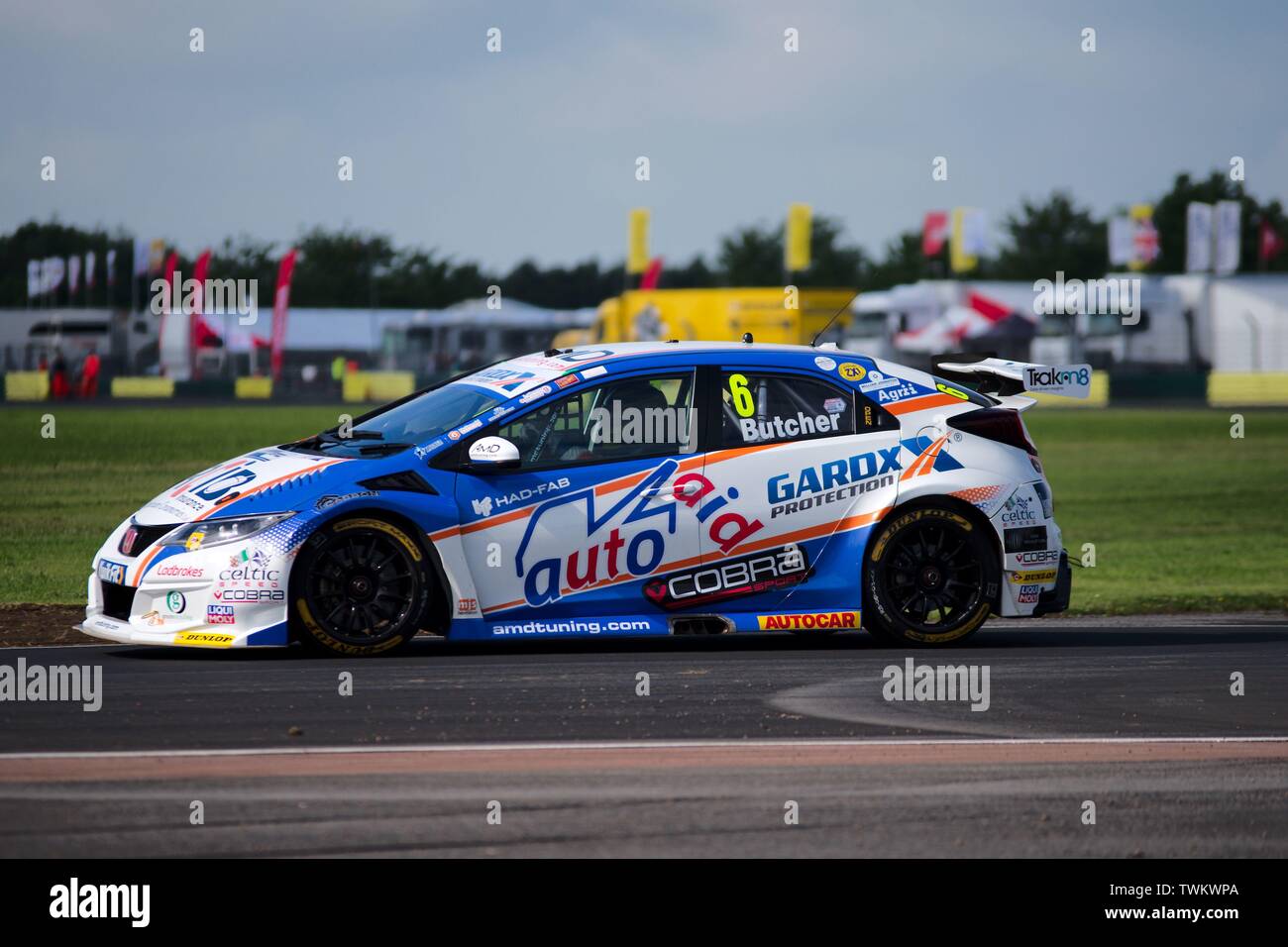 Dalton on Tees, England, 15 June 2019. Mark Blundell driving an Audi S3 Saloon for TradePriceCars.com during free practice for the Kwik Fit British Touring Car Championship at Croft Racing Circuit. Stock Photo