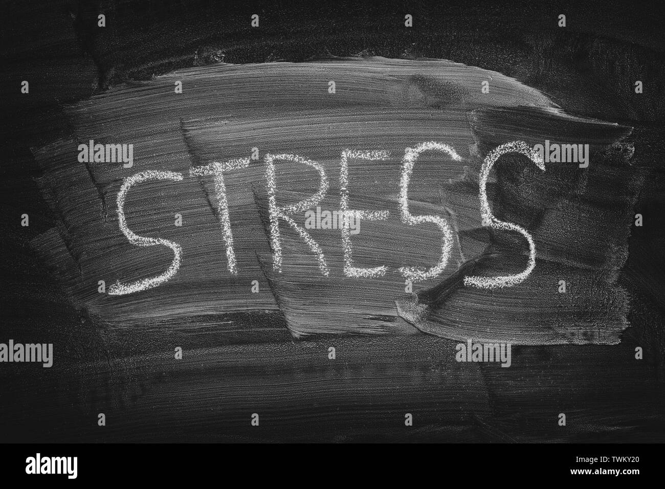 Word Stress on a blackboard. Black and White. Close up Stock Photo - Alamy