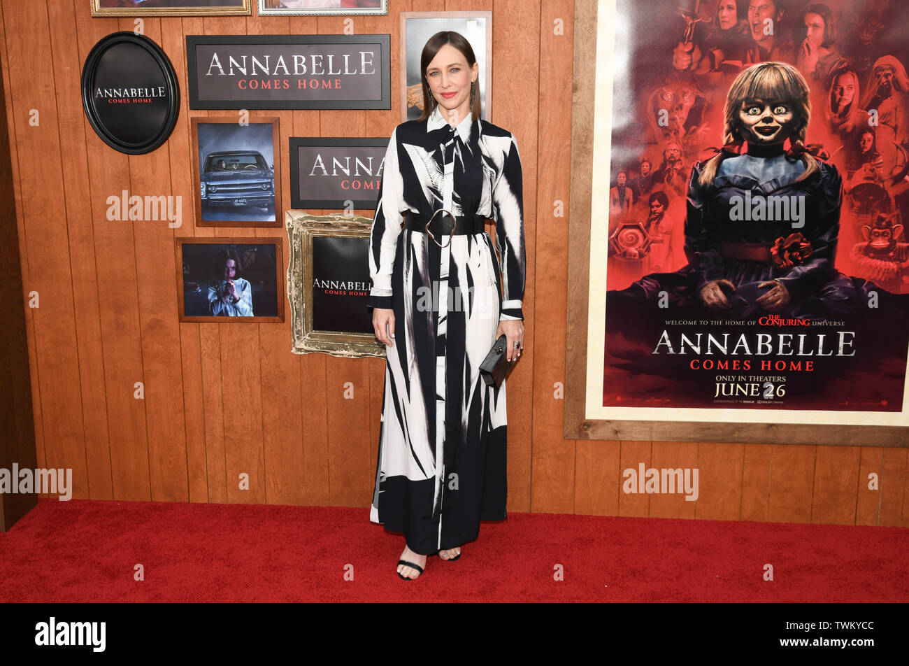 June 20, 2019 - Westwood, California, USA - 17, June 2019 - Westwood, California. Vera Farmiga attends the World Premiere of 'Annabelle Comes Home' at the Regency Village Theatre. (Credit Image: © Billy Bennight/ZUMA Wire) Stock Photo