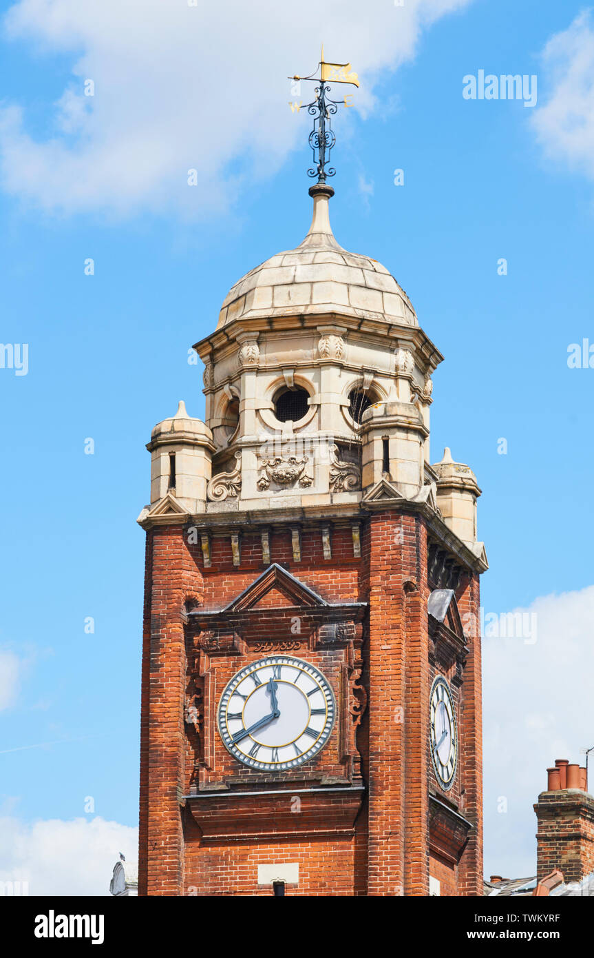 Late Victorian Clock tower in the centre of Crouch End, North London UK Stock Photo