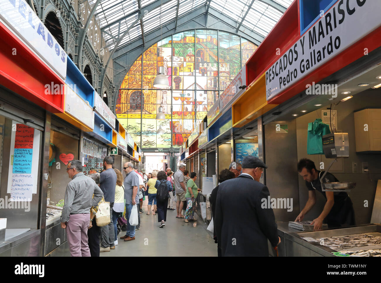 Interior of the historical Mercado de Atarazanas, a traditional market