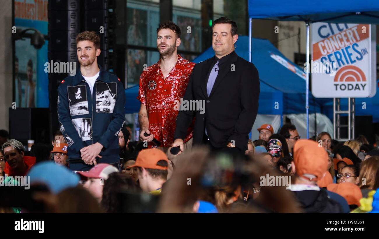 New York, NY, USA. 21st June, 2019. Chainsmokers on stage for Chainsmokers LIVE in Concert on the NBC Today Show, Rockefeller Center Today Show Plaza, New York, NY June 21, 2019. Credit: MJP/Everett Collection/Alamy Live News Stock Photo