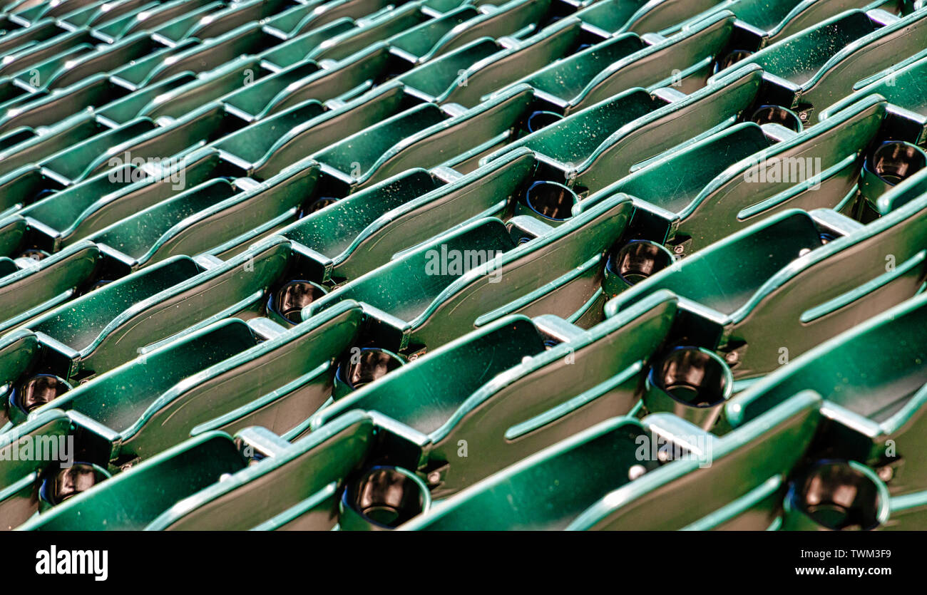 Rows of Many Green Seats in a stadium Stock Photo Alamy