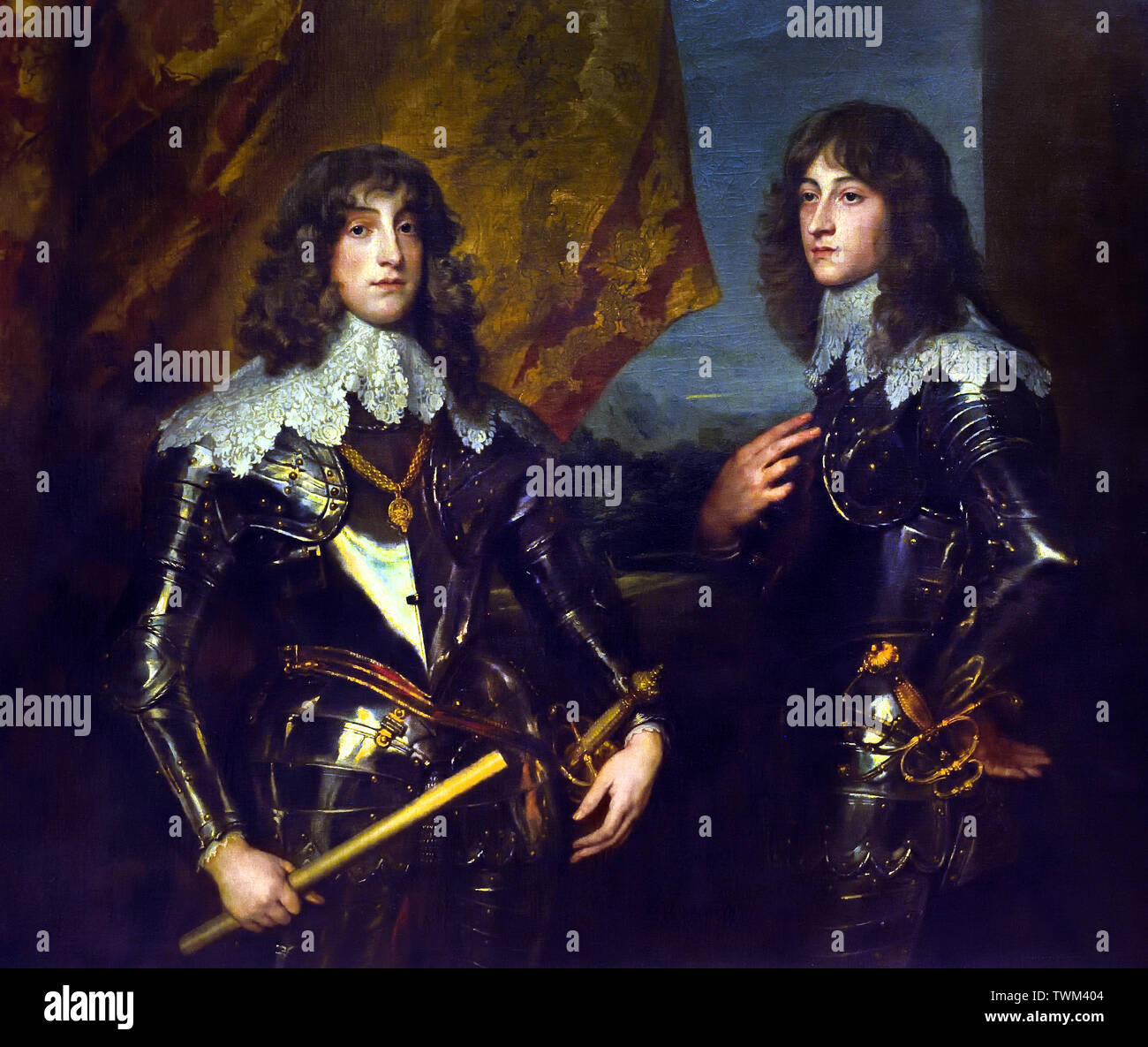 Portrait of the Palatine Princes Charles Louis I and his brother Robert 1637 by Anthony Antoon Anton van Dyck 1599-1641 Flemish Belgium Belgian Stock Photo
