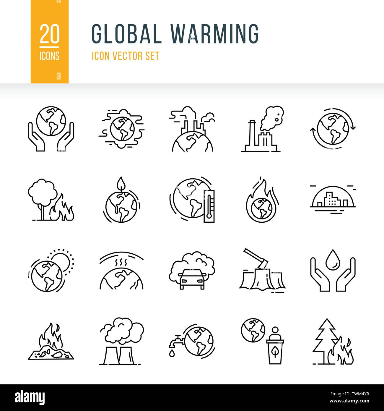 Icon set of 20 pieces of vector icons isolated on a white background in ...