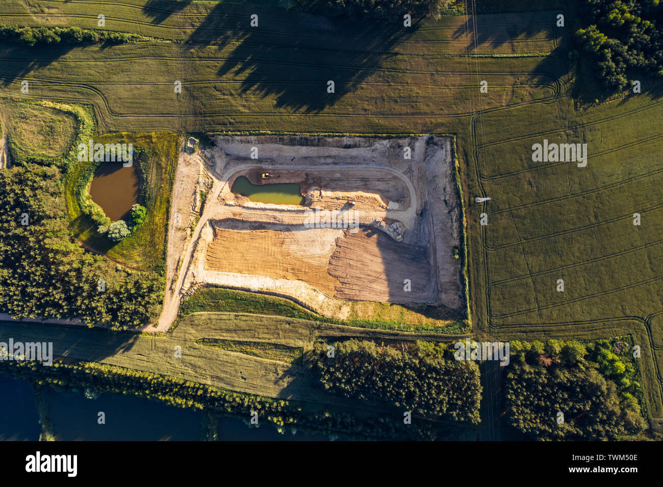 Top down view of a gravel pit Stock Photo Alamy