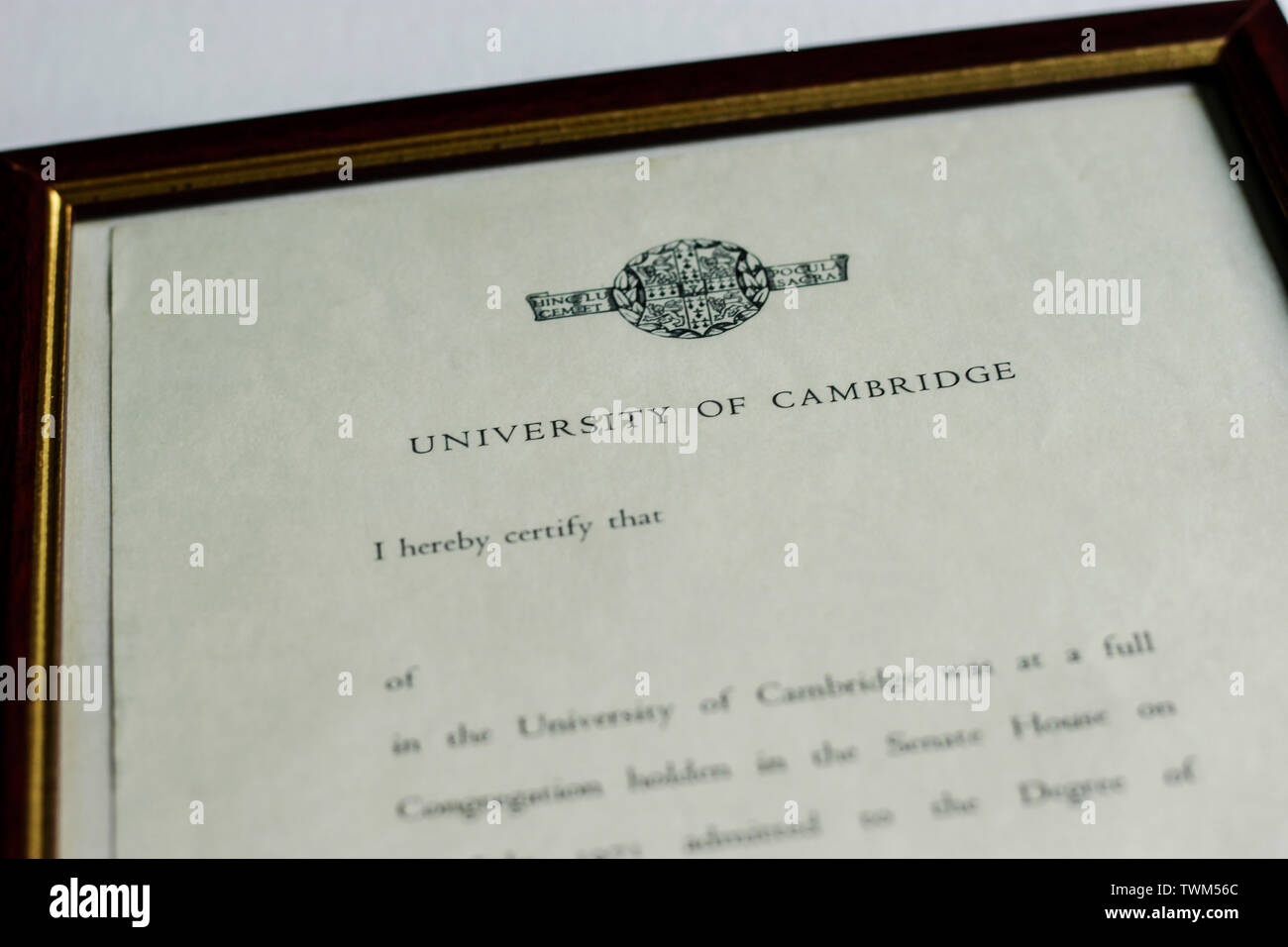 31 July 1971, England, United Kingdom. Certificate of Attaining MA, Master  of Arts in the University of Cambridge. Senate House, St John's College  Stock Photo - Alamy, image size:1300x956