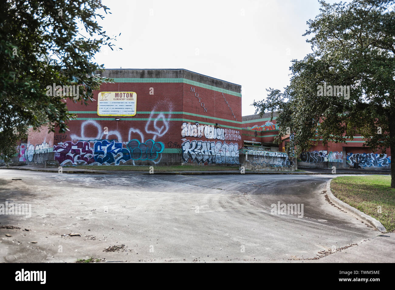 Ten years after Hurricane Katrina devestated the Lower 9th Ward in New Orleans, Louisiana, the Moton Elementary School, built on the Agriculture Stree Stock Photo