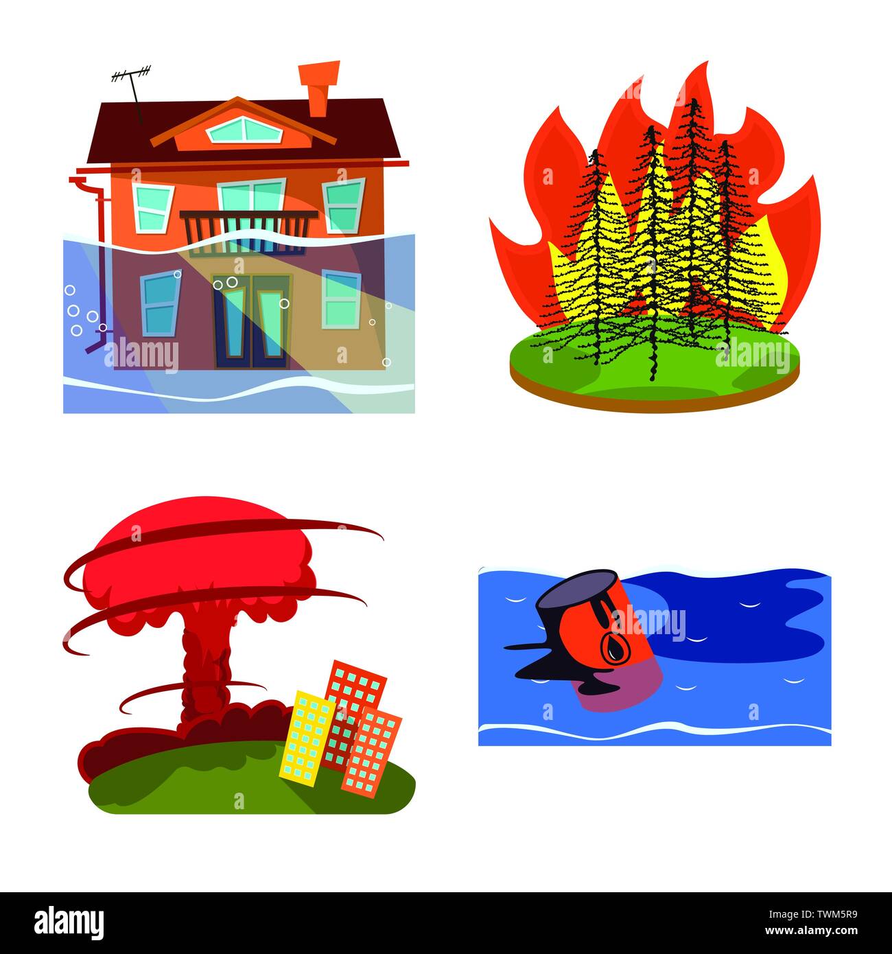 Isolated object of cataclysm and disaster logo. Collection of cataclysm ...