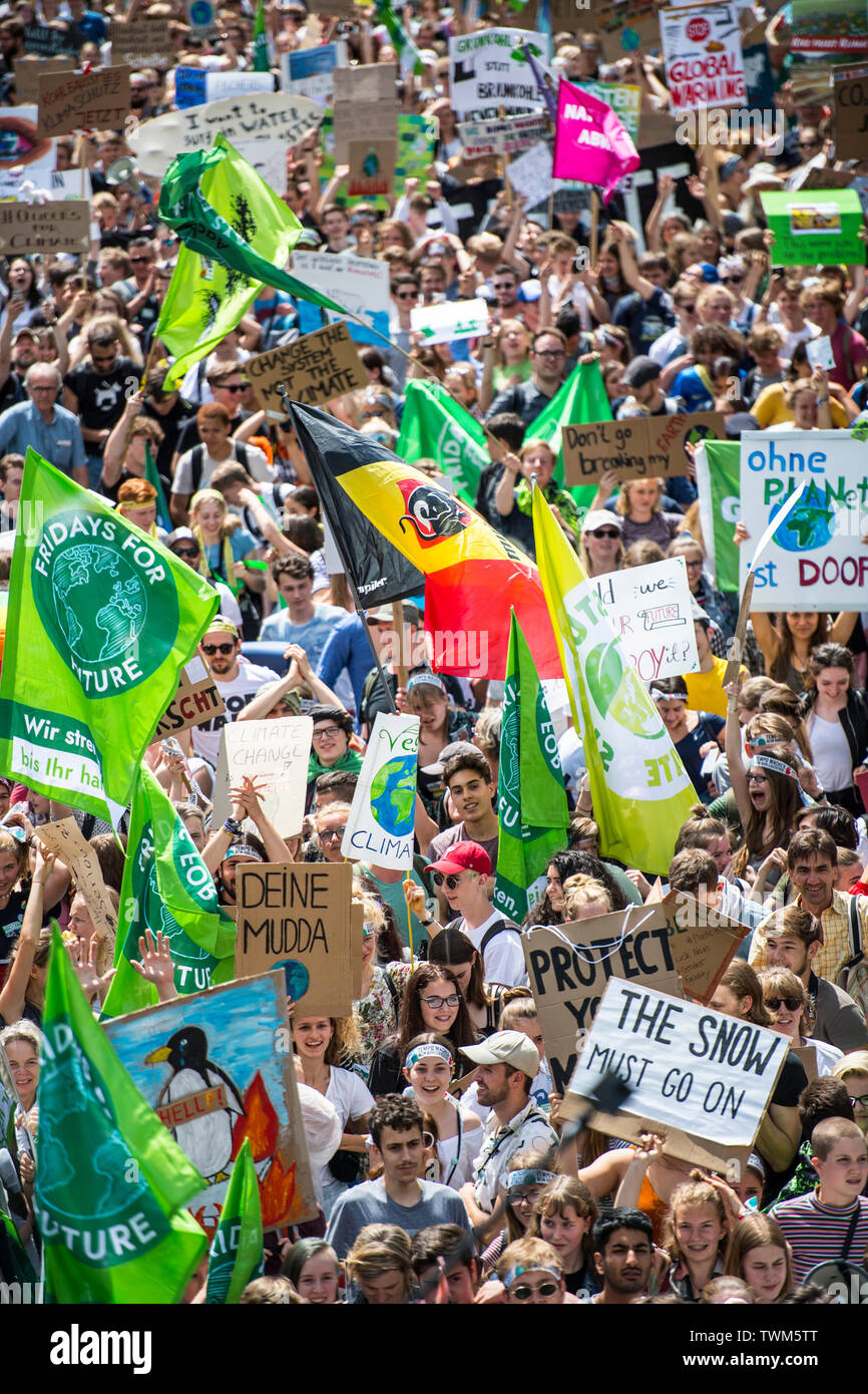 „Fridays for Future“ demonstration in Aachen, germany at 21 of 2019. Stock Photo
