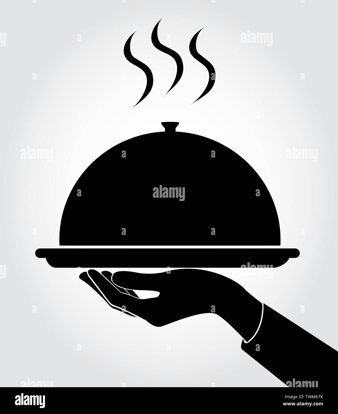 waiter / waitress serve icon , dish up Stock Photo Alamy