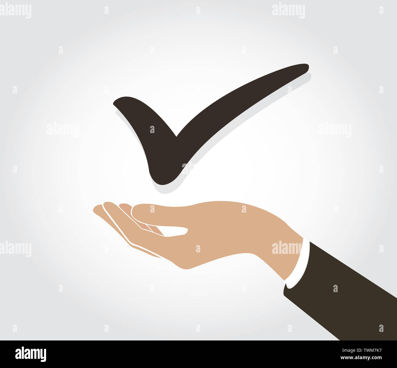 hand holding True check icon symbol Stock Photo - Alamy