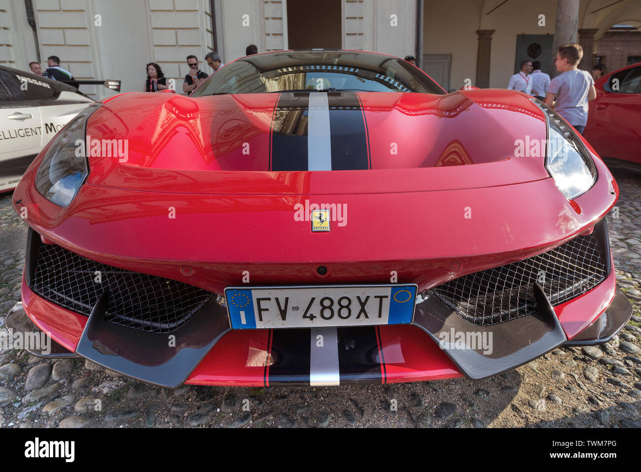 Ferrari supercar, Valentino castle, Turin motor show 2019 Stock Photo