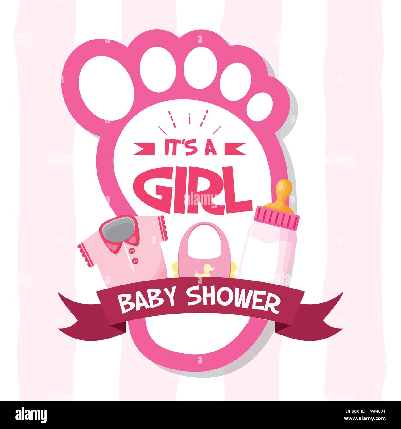 girl decoration baby shower card Stock Vector Image & Art - Alamy