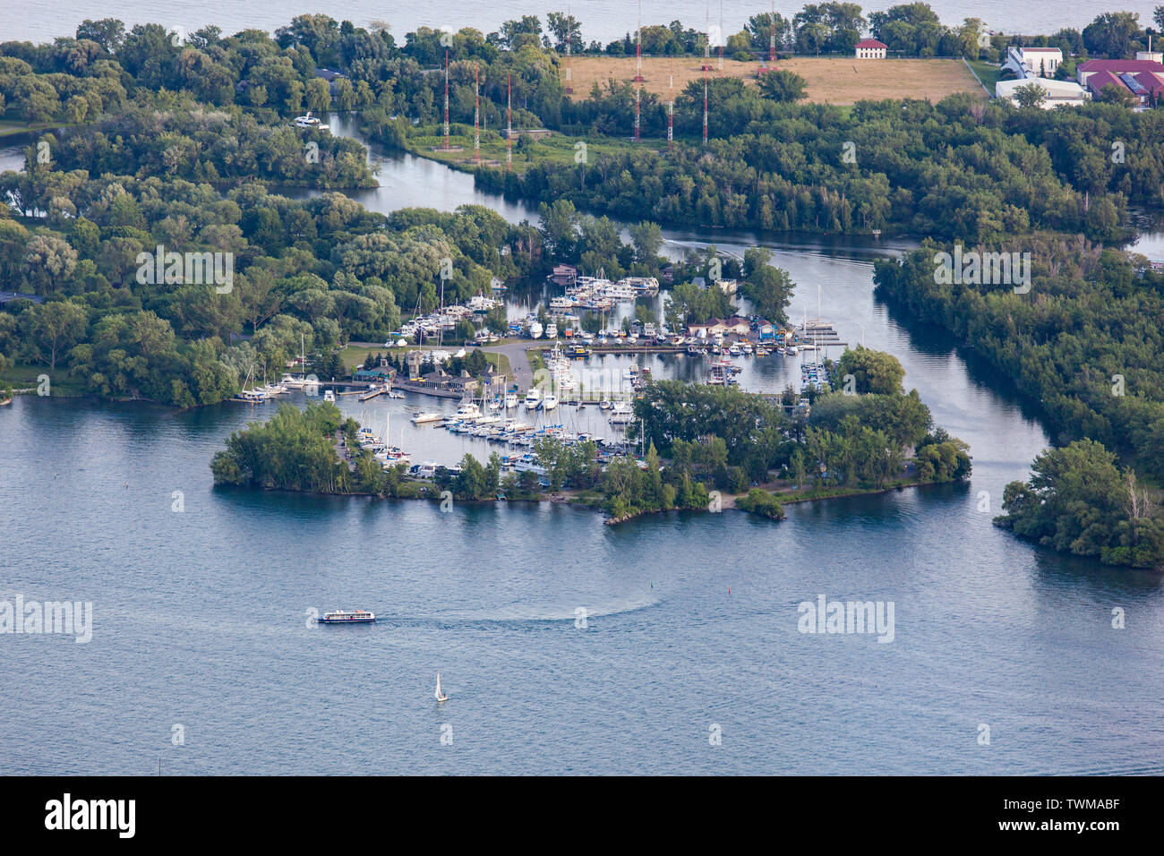 Aerial View of the Toronto Islands Sailing Club from the CN Tower Stock