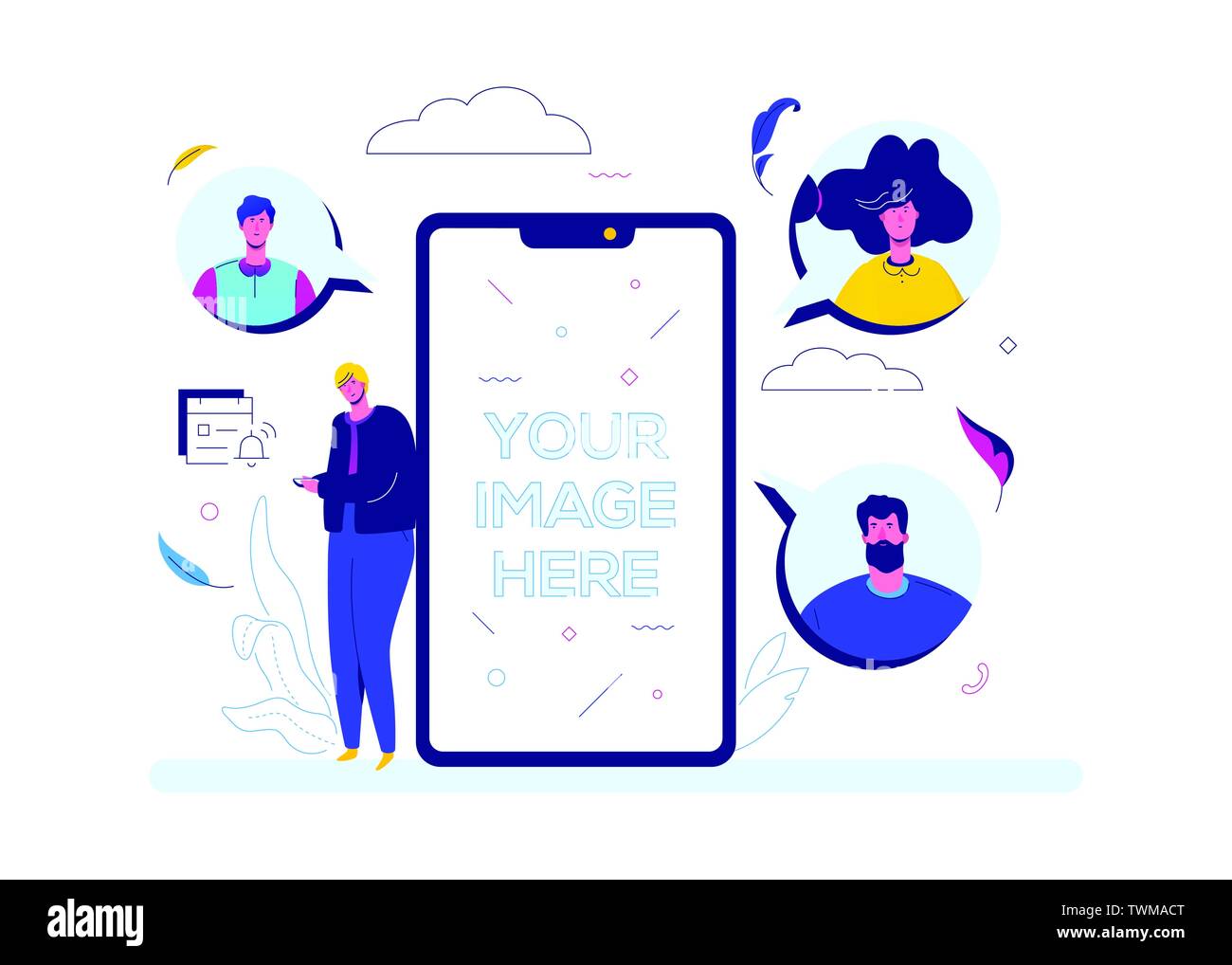Online meeting - flat design style colorful illustration Stock Vector