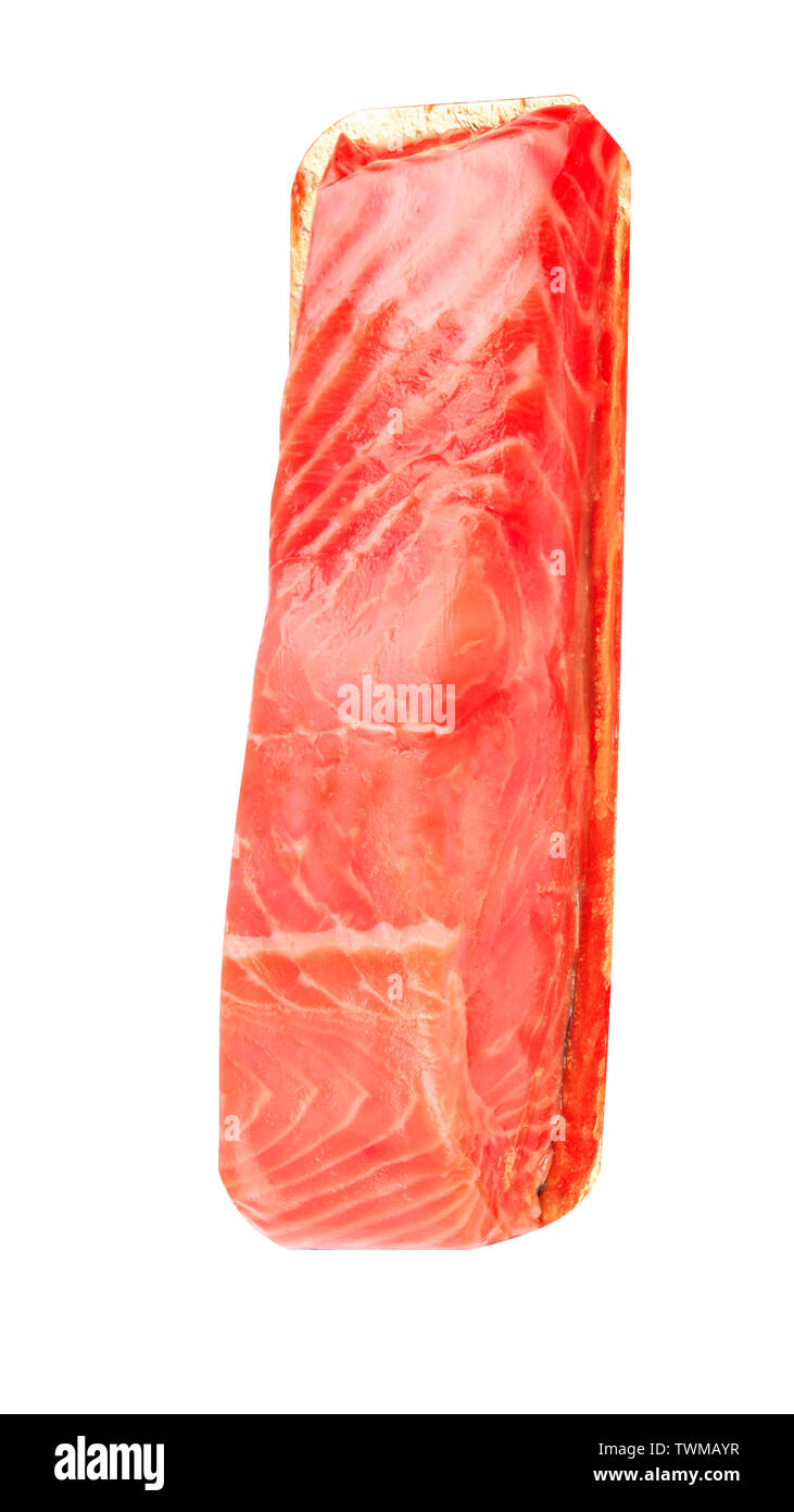 piece of red fish fillet isolated on white Stock Photo - Alamy