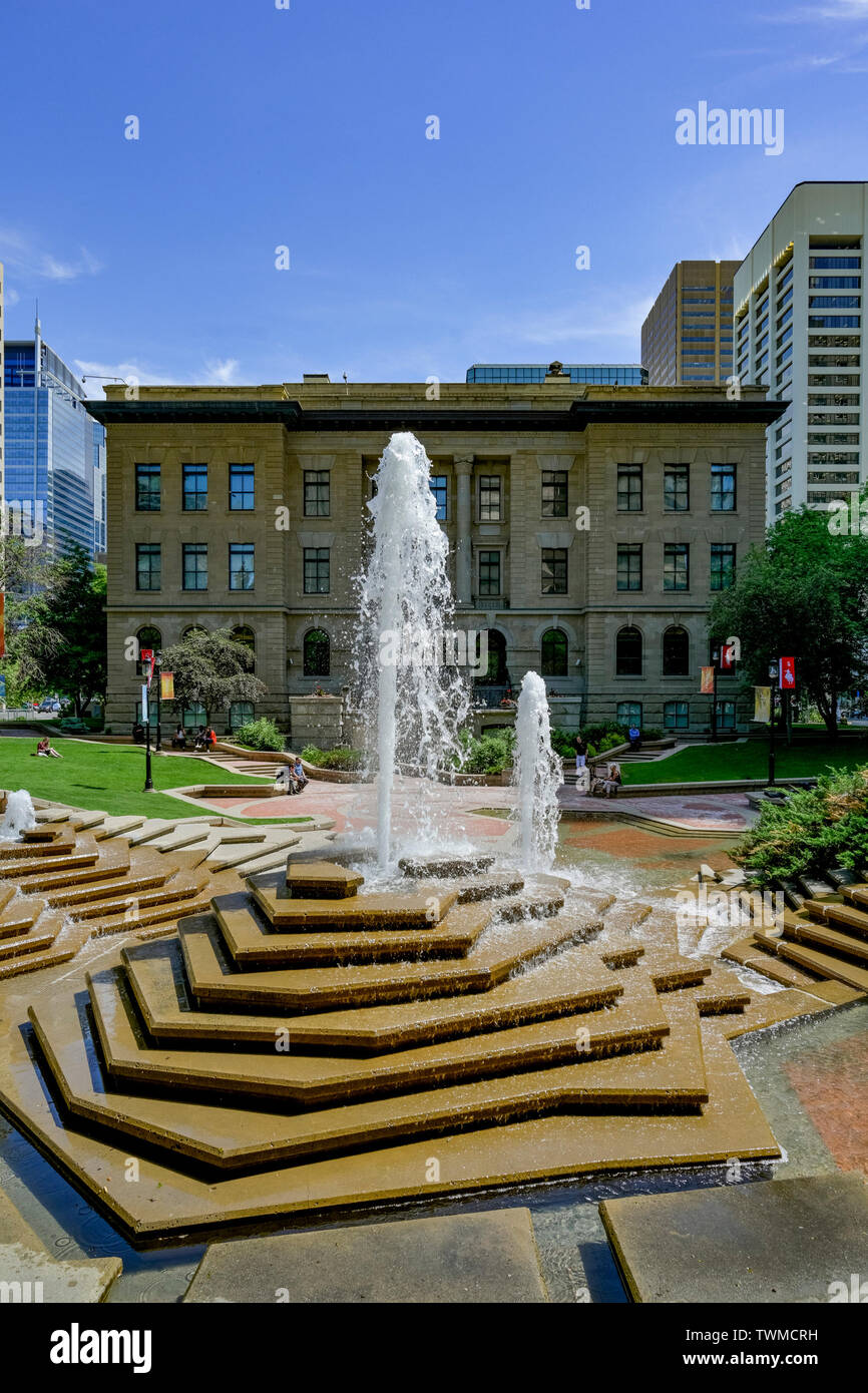 Heritage building, McDougall Centre,  one of first major sandstone buildings in Calgary, Alberta, Canada Stock Photo